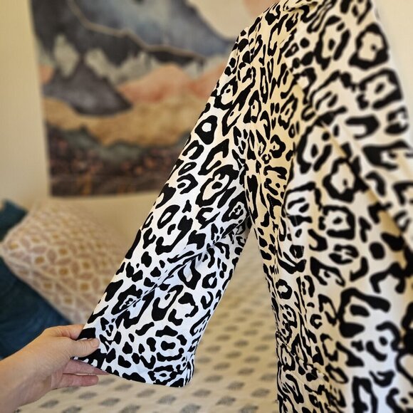 Linea Animal Print Cotton Blazer XL – 3/4 Sleeve Button Front Jacket Safari Chic - Picture 6 of 16